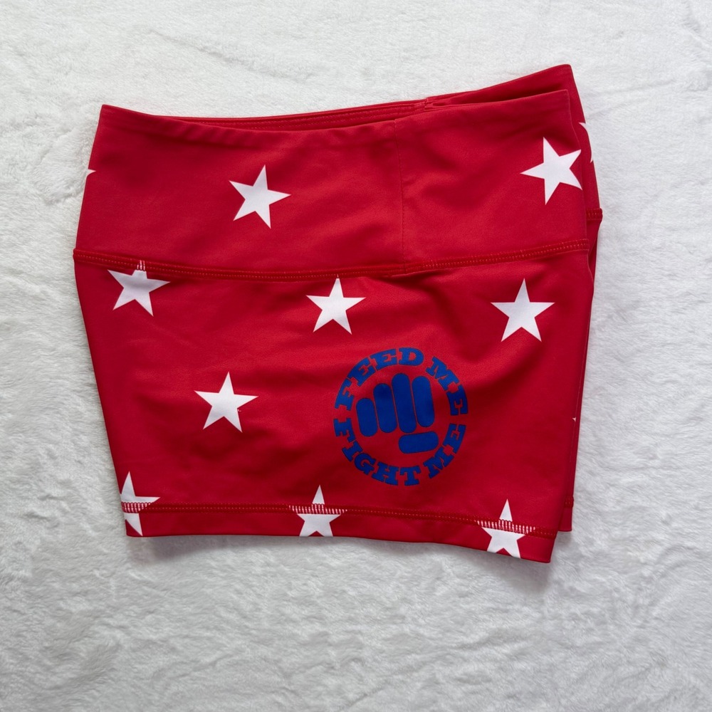 Feed Me Fight Me Stars Red Athletic Booty Shorts Size M
